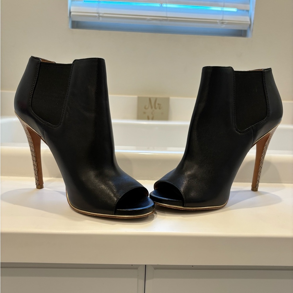 Coach black open toe booties